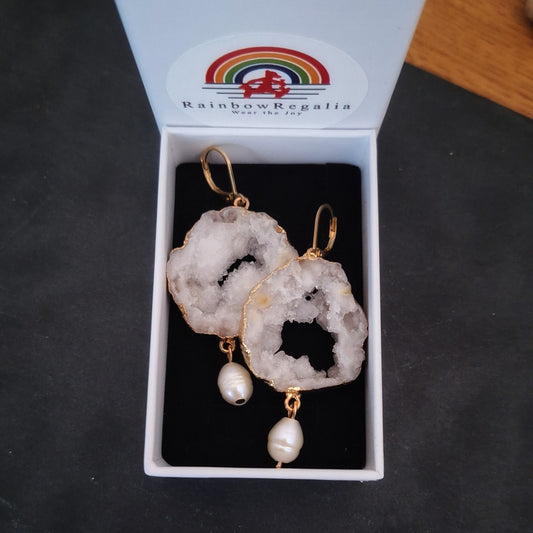Juno Quartz and Pearl Earrings