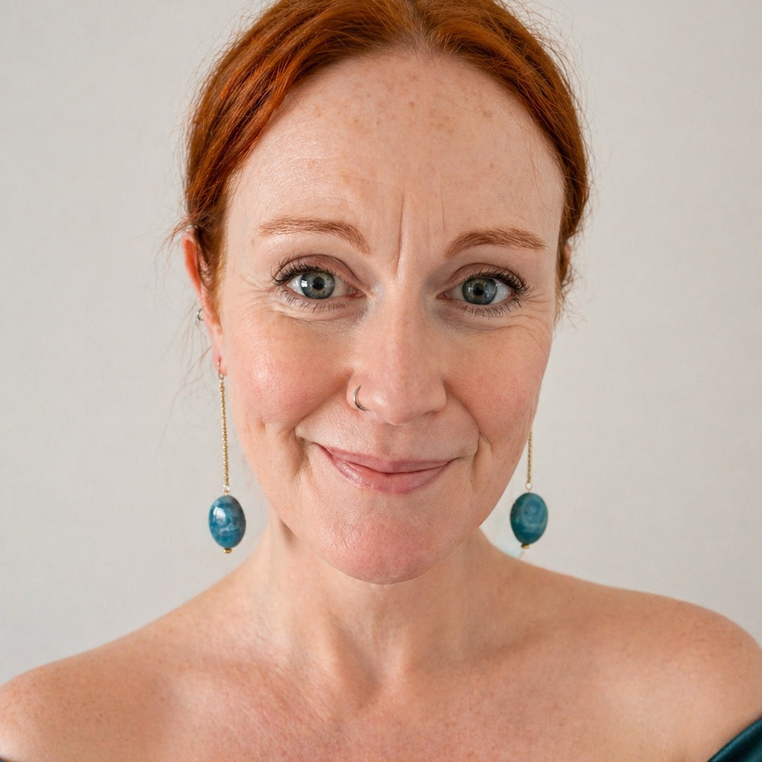 Long gold gold and turquoise earrings