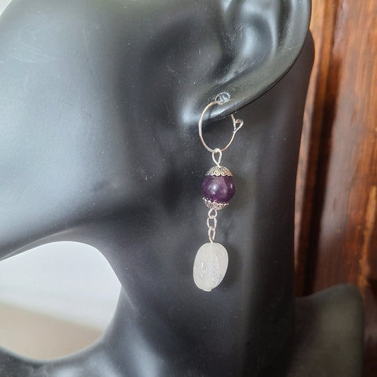 Mina Amethyst and Quartz Earrings