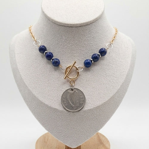1976 Irish 5p Coin & Lapis Lazuli Necklace