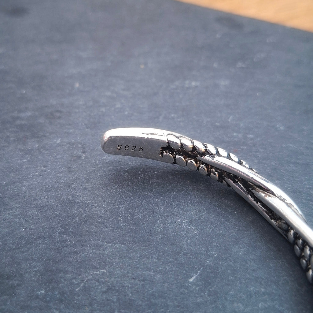 Preloved Men's Solid Silver Twisted Torque Cuff