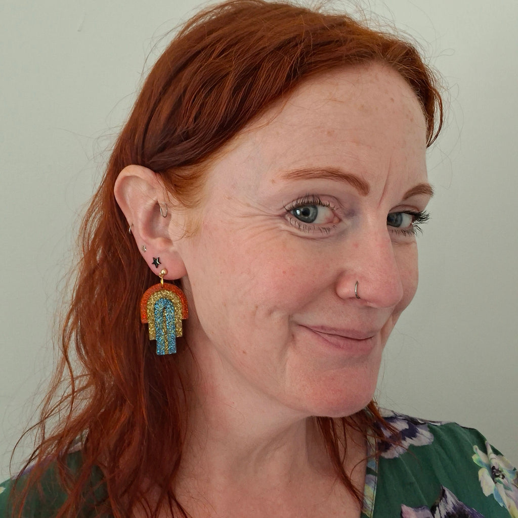 Glitter Deco Arch Earrings