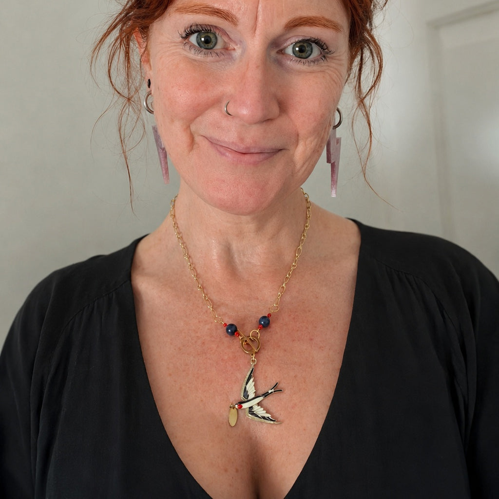 Homeward Bound Swallow Necklace with Lapis Lazuli 