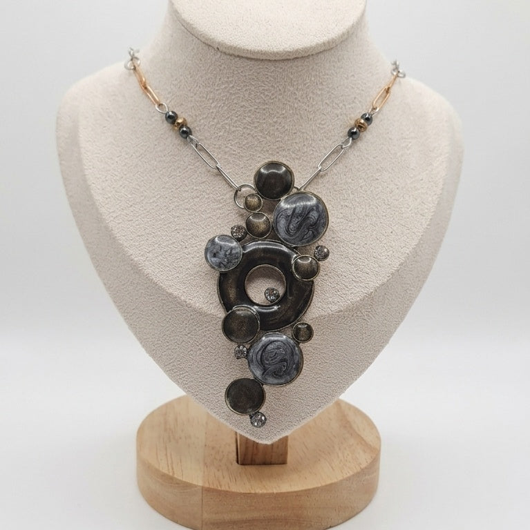  Hematite & Vintage Statement Pendant