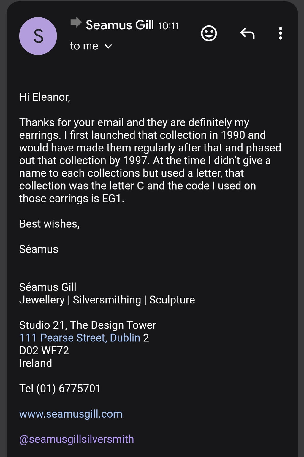 Vintage Séamus Gill Sterling Silver Sculptural Earrings (Collection G / EG1)