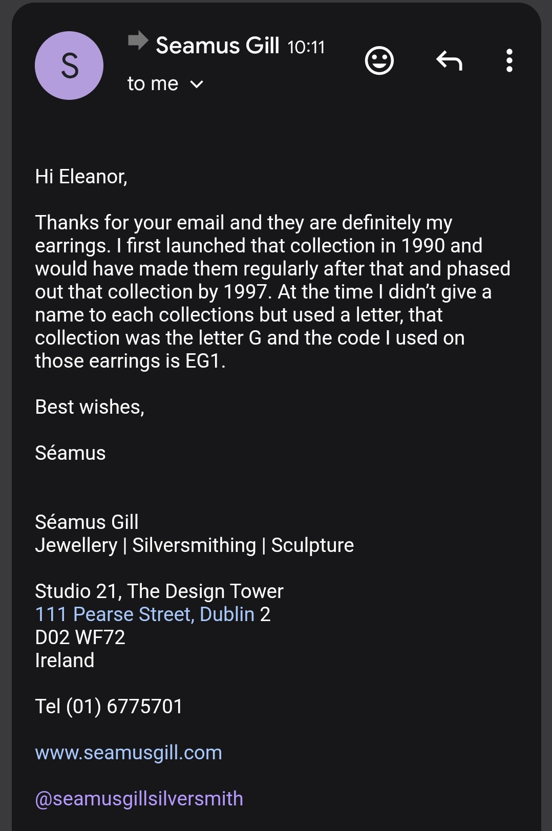 Vintage Séamus Gill Sterling Silver Sculptural Earrings (Collection G / EG1)