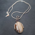 Vintage Sterling Silver Banded Agate & Amethyst Pendant Necklace