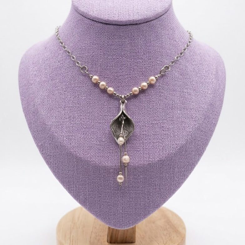 Sterling Silver & Freshwater Pearl Calla Lily Necklace