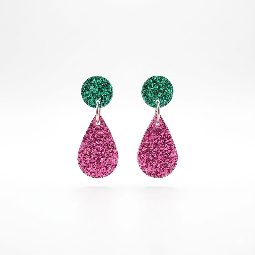 Vanessa Pink and Green Earrings