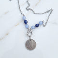 1976 Irish Coin Necklace | Aquamarine & Lapis Lazuli