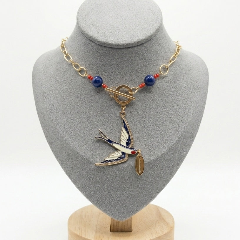 Homeward Bound Swallow Necklace with Lapis Lazuli 
