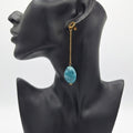 Long gold gold and turquoise earrings