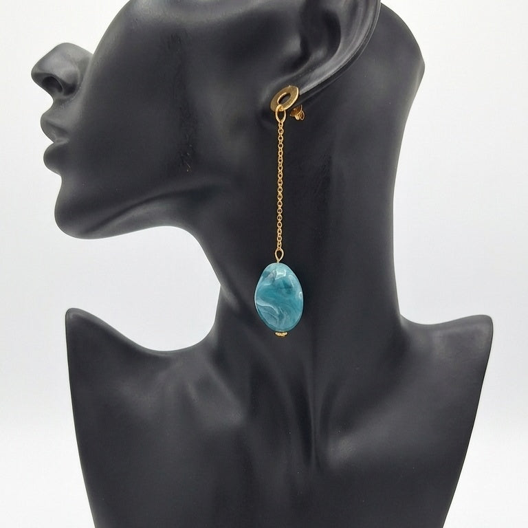Long gold gold and turquoise earrings