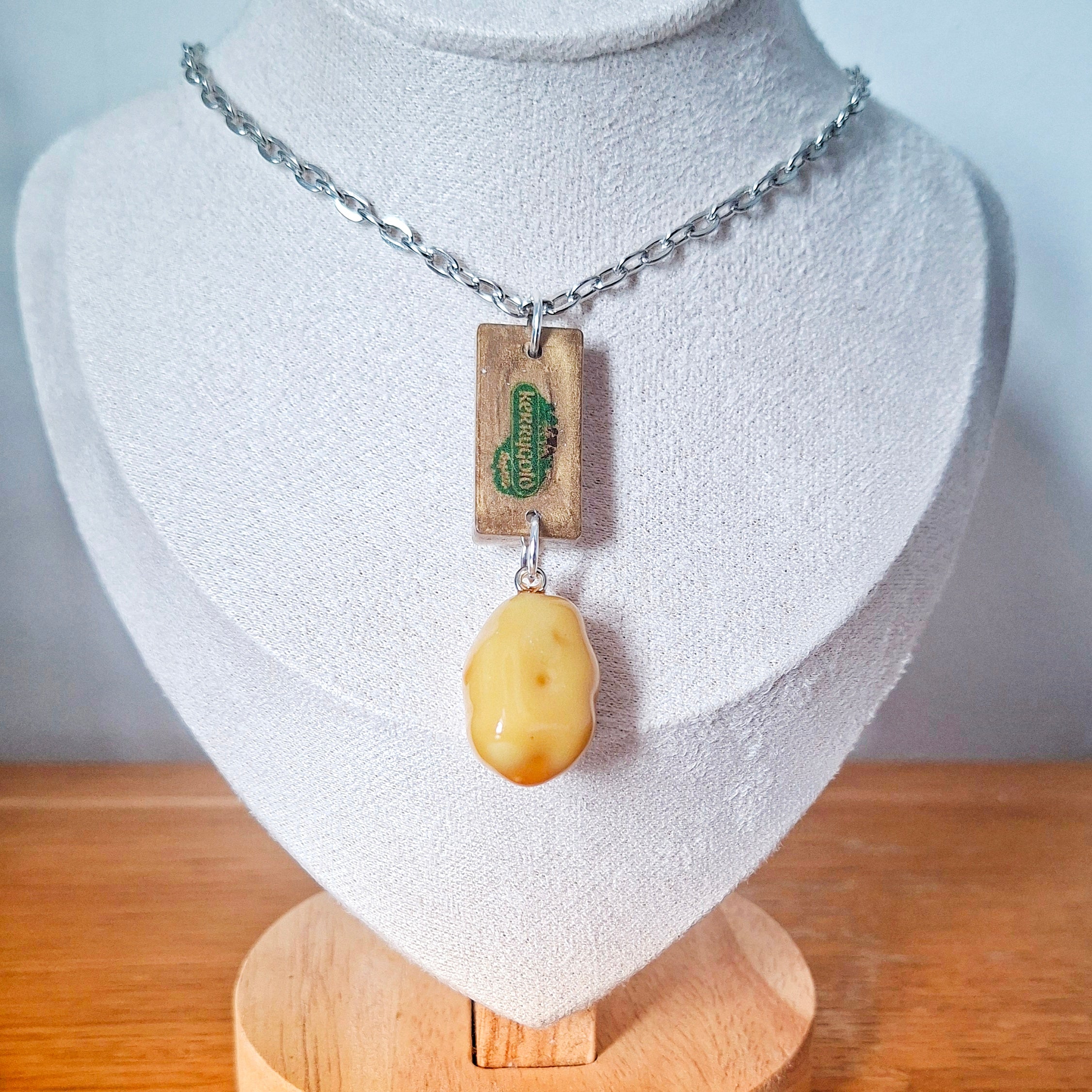 Kerrygold and Potato Pendant Necklace on stainless steel chain