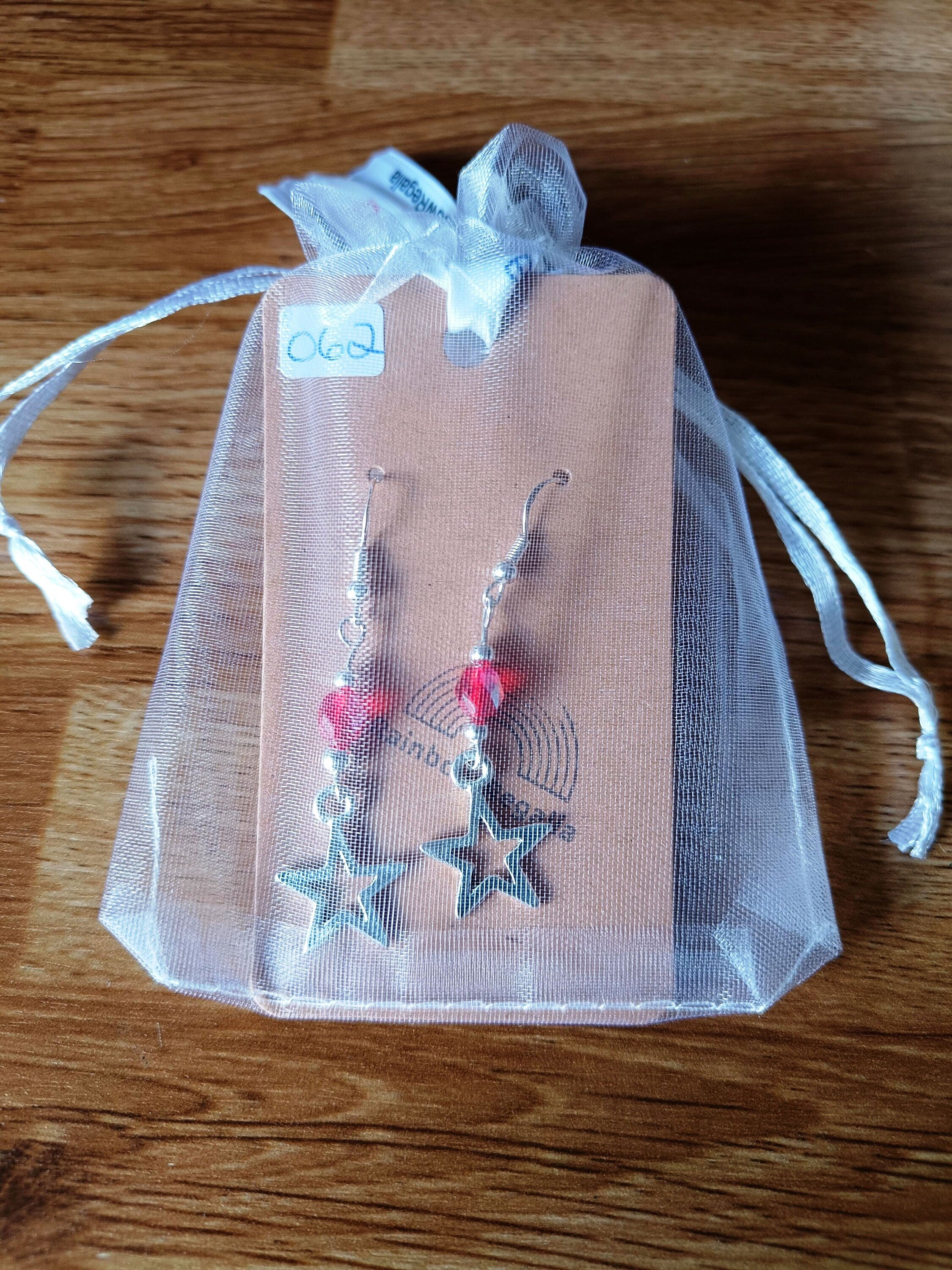 Red and Silver Star Earrings