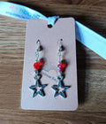Red and Silver Star Earrings