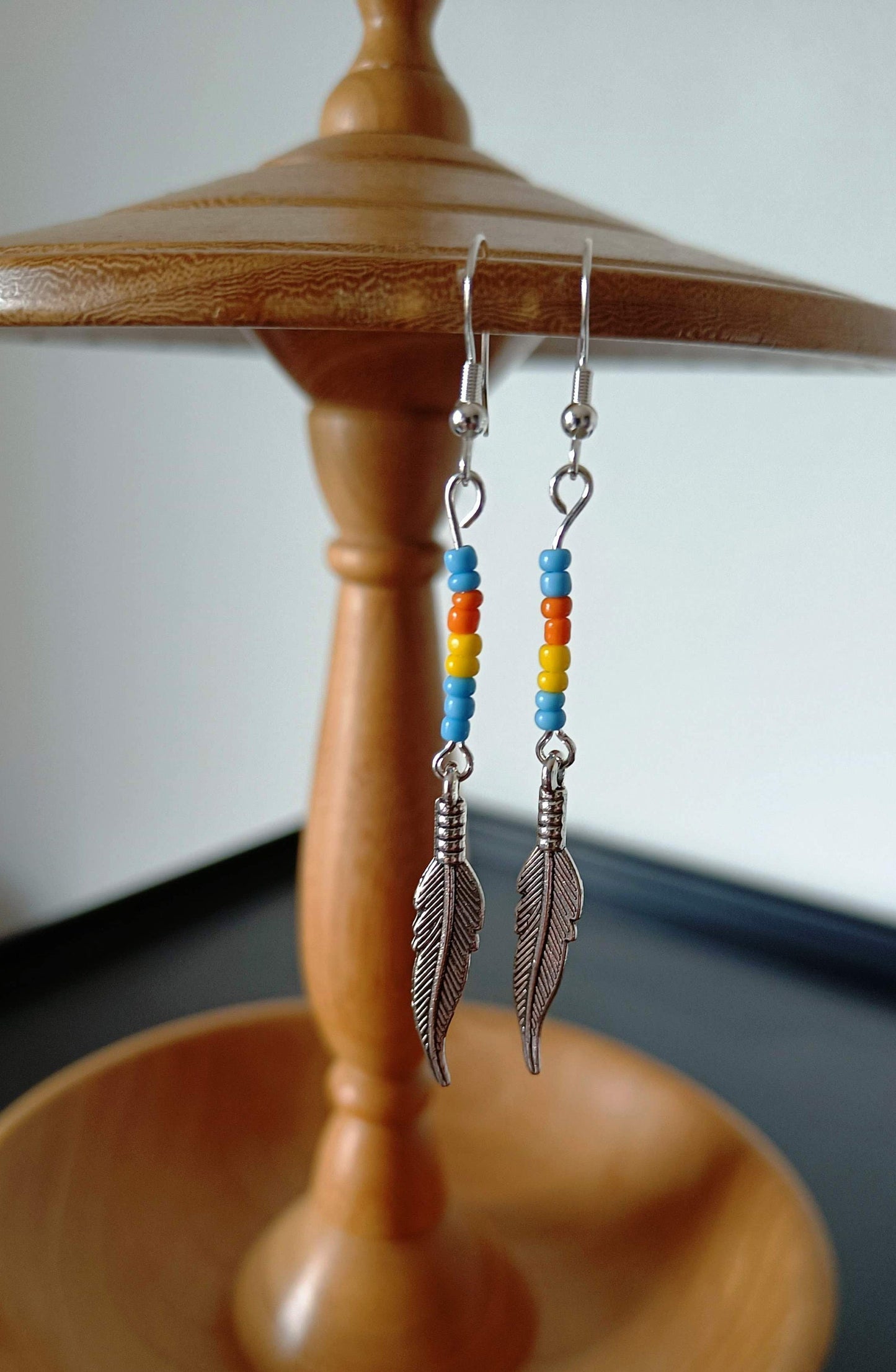 Multicolour Feather Earrings