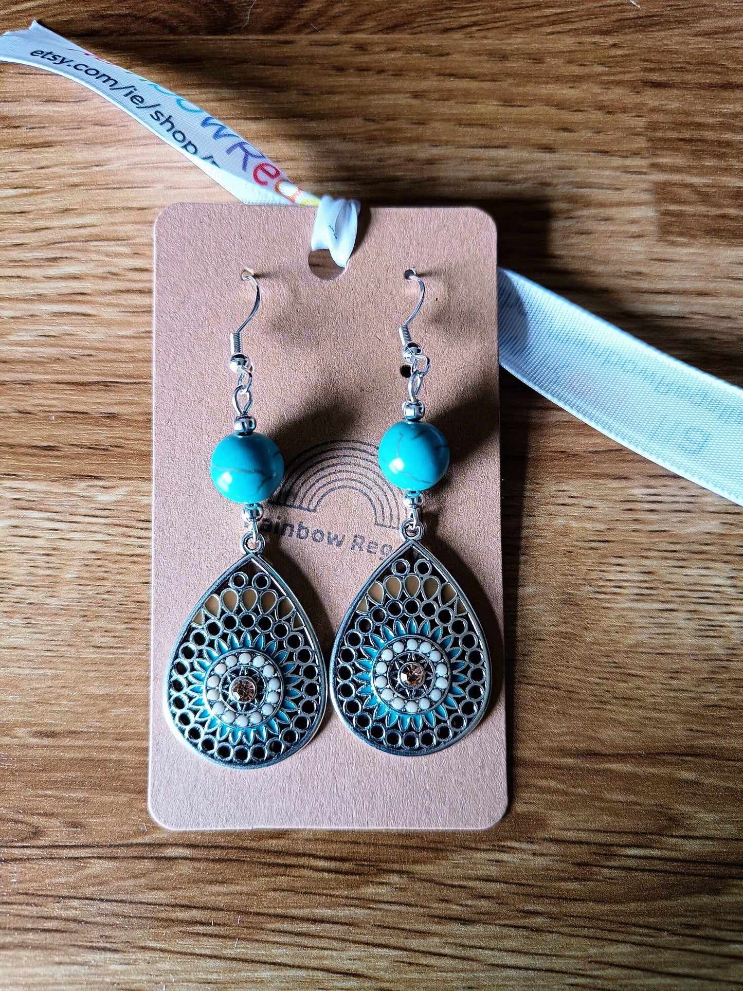 Turquoise Bead Teardrop Earrings