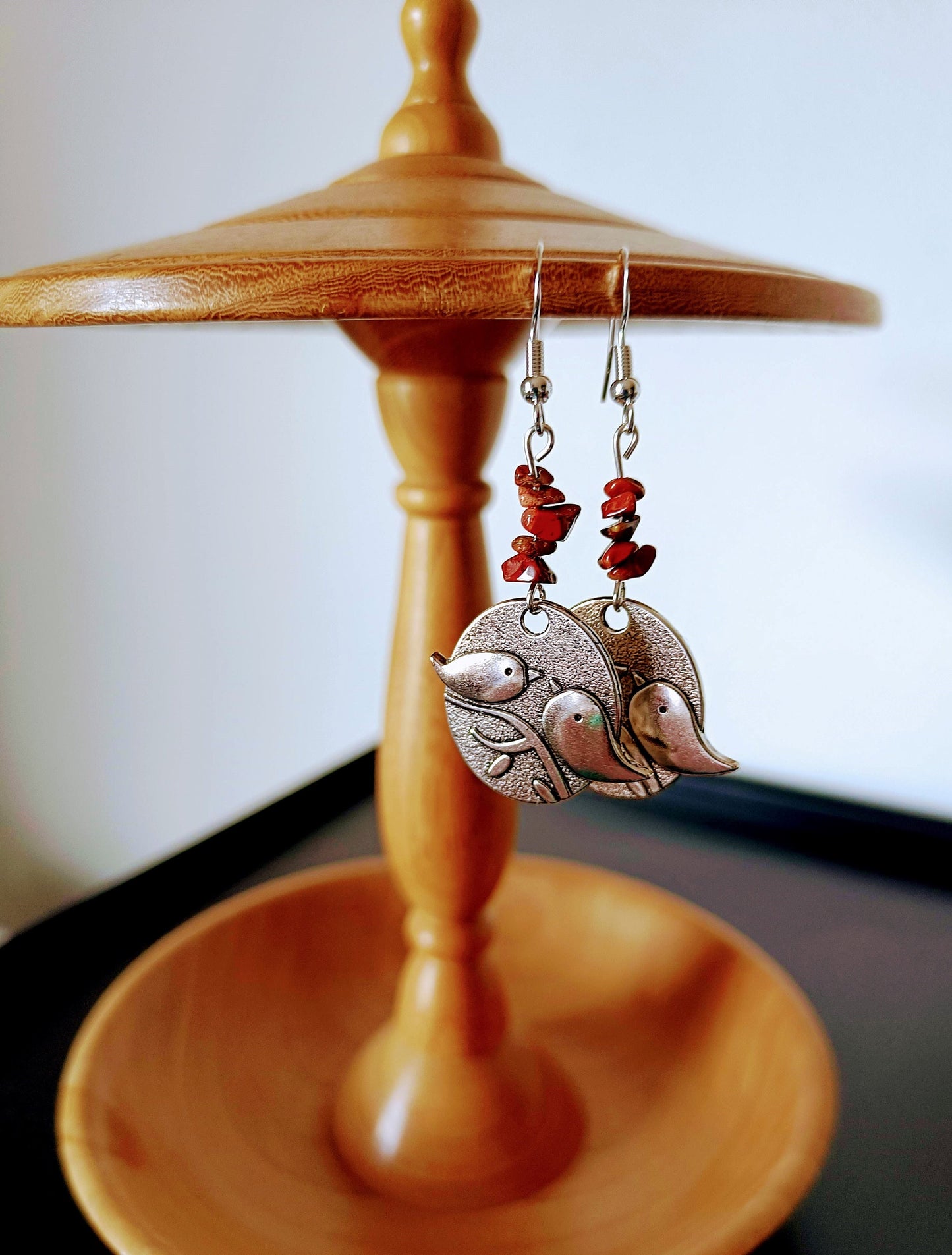 Red Jasper Bird Earrings