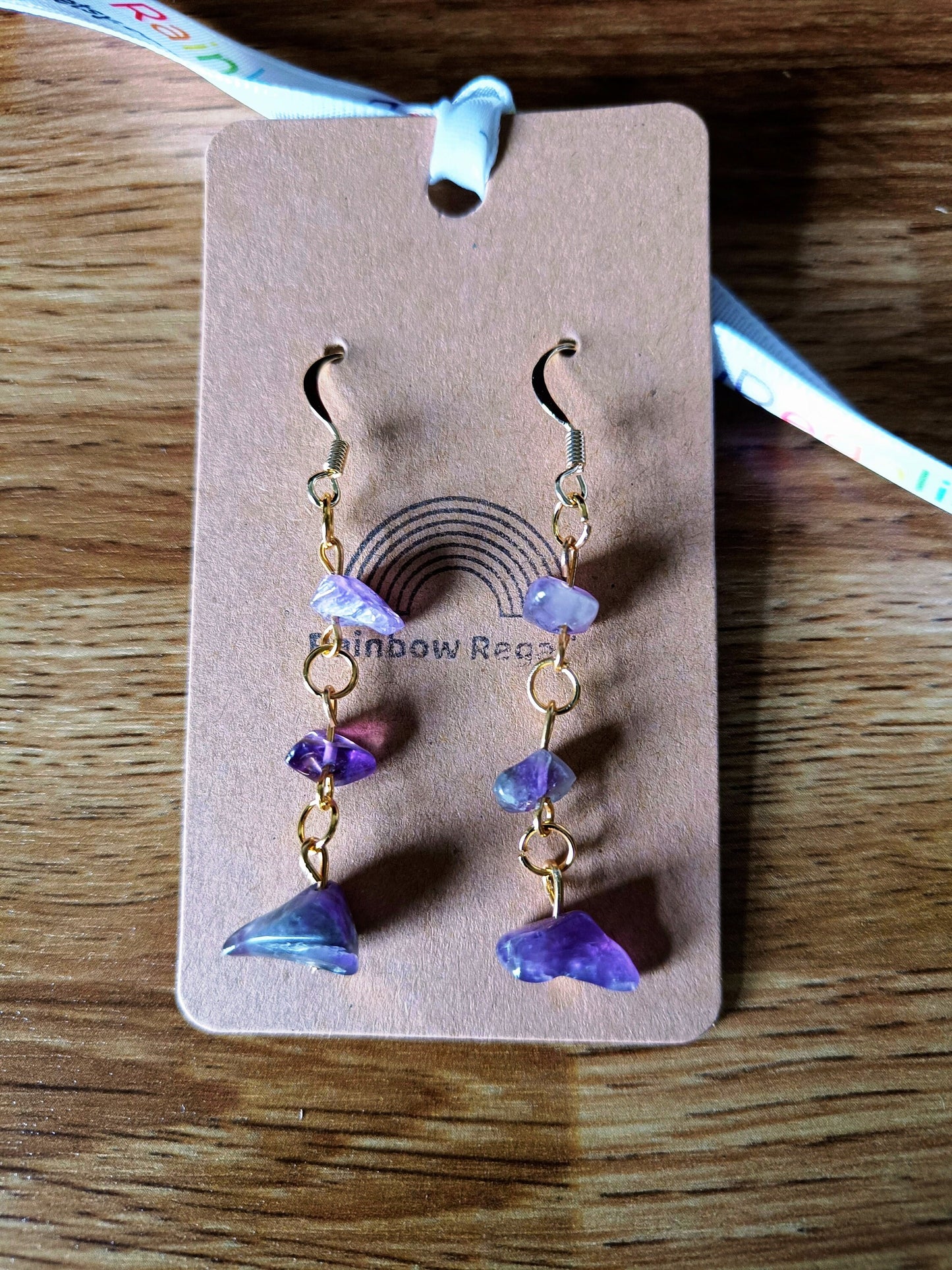 Amethyst Chain Drop Earrings