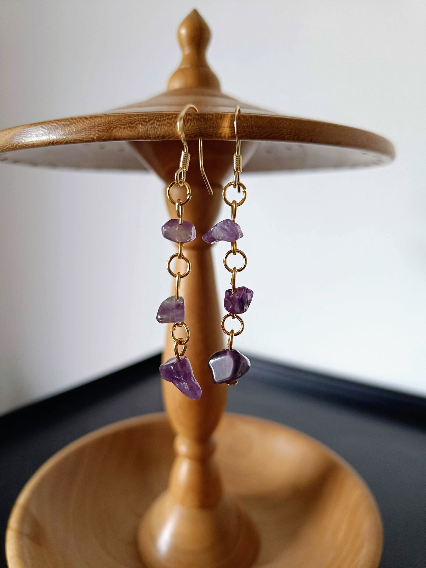 Amethyst Chain Drop Earrings