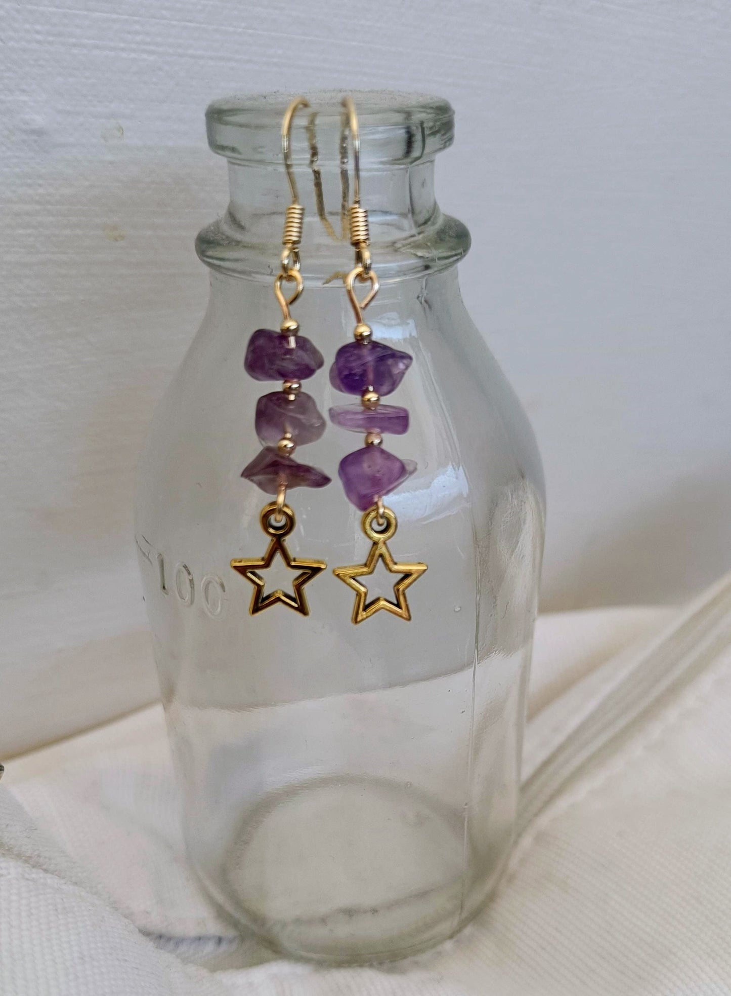 Amethyst Star Earrings