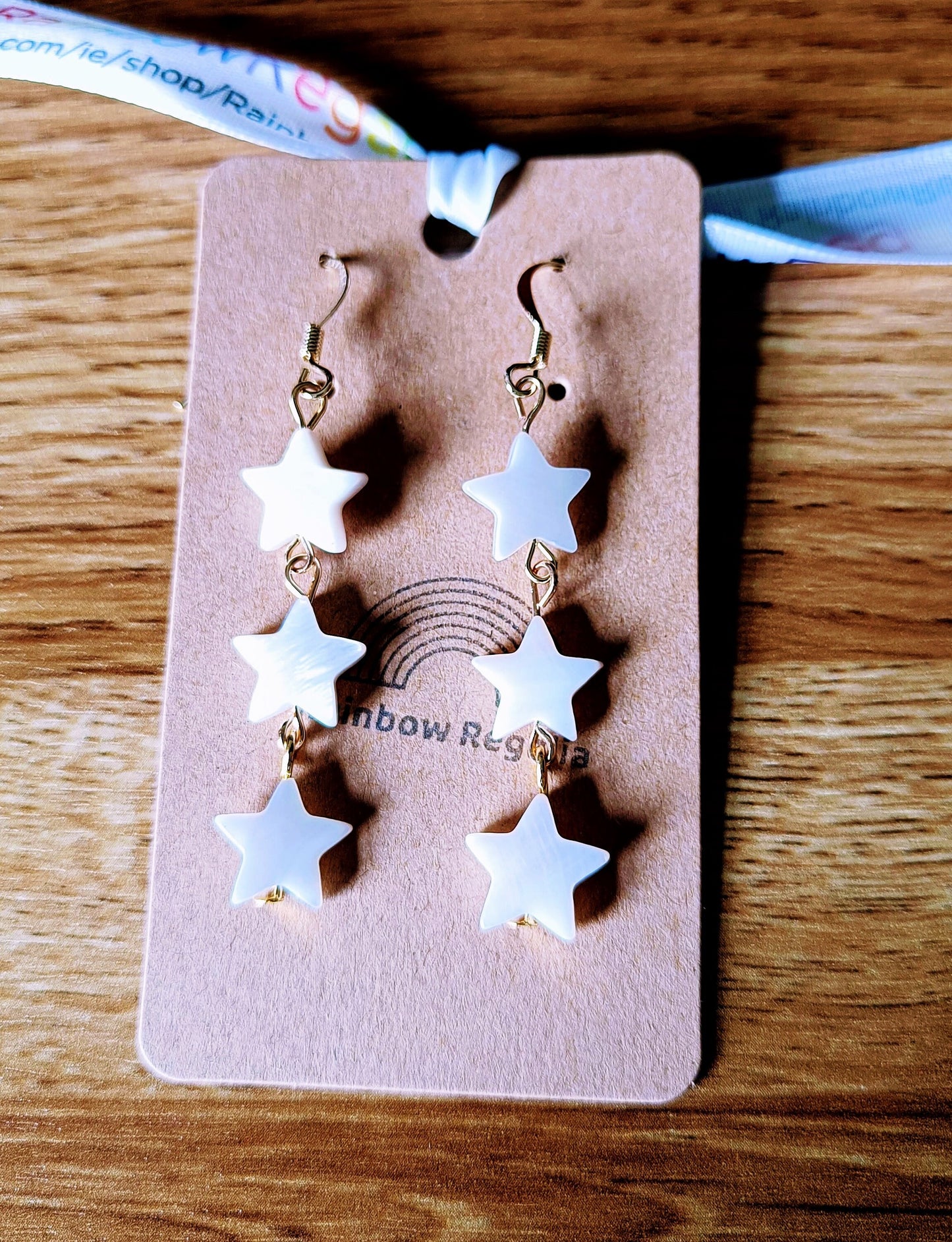 Maurea Mother of Pearl Star Gold Earrings