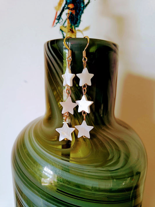 Maurea Mother of Pearl Star Gold Earrings