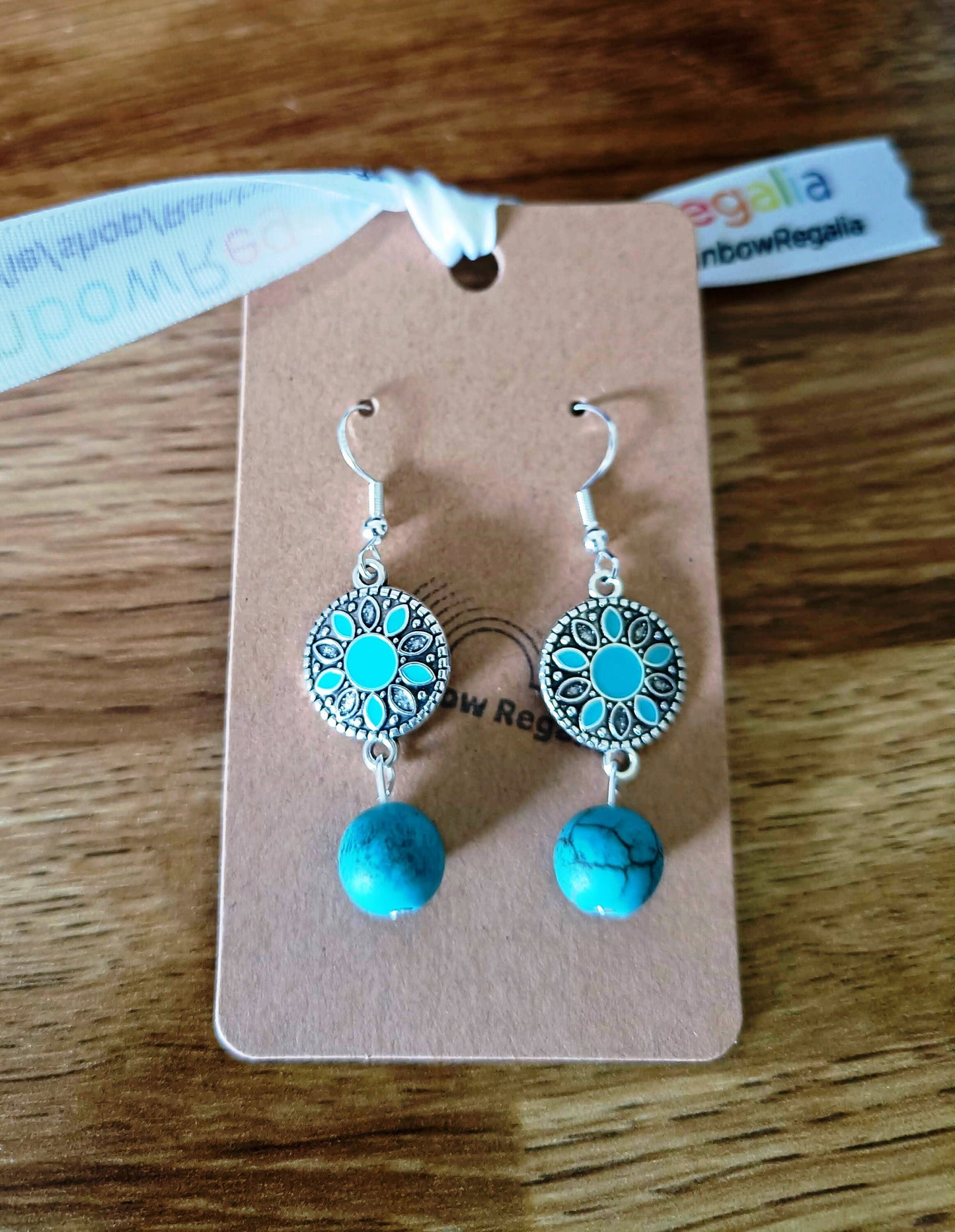 Turquoise Enamel Drop Earrings