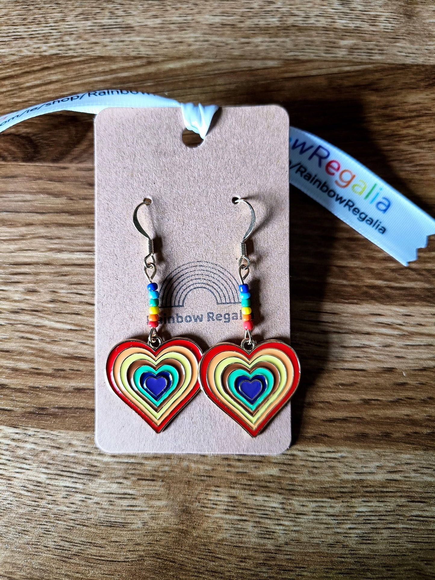 Gold Rainbow Heart Earrings