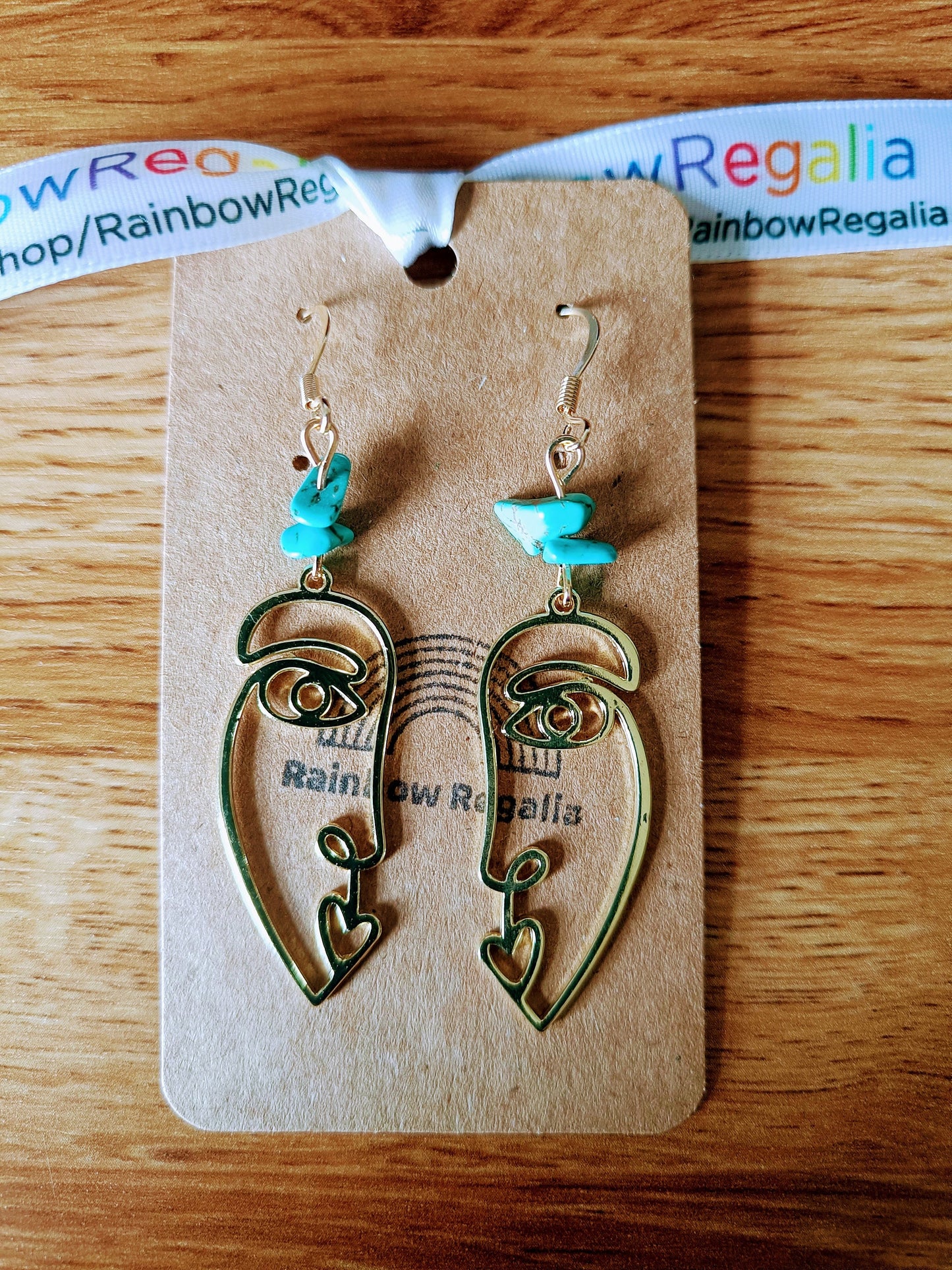 Turquoise Abstract Face Earrings