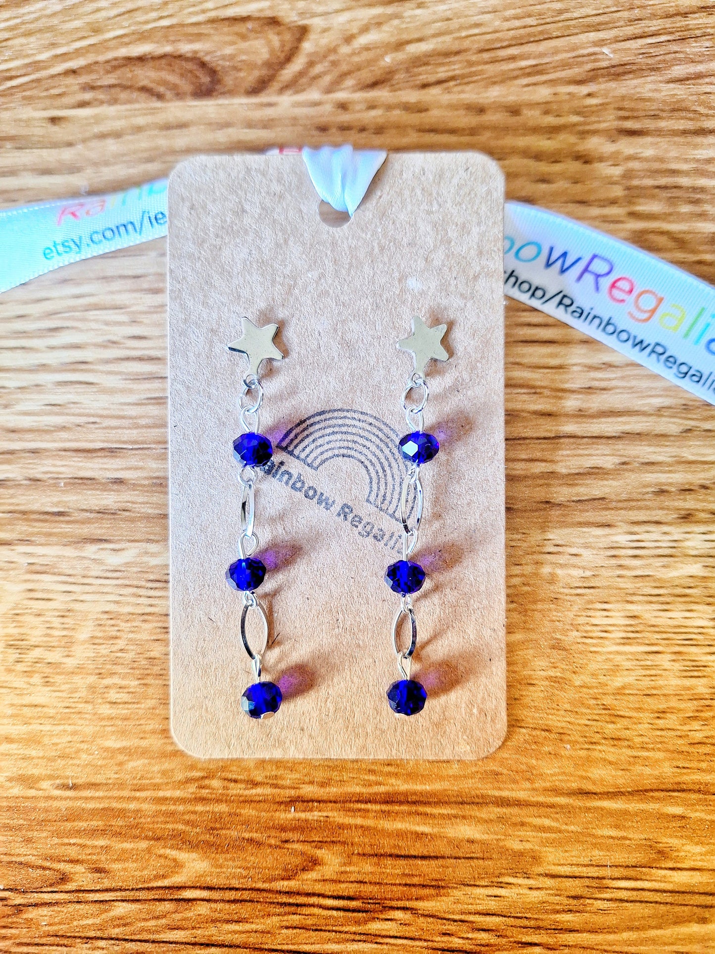 Long Royal Blue Drop Earrings