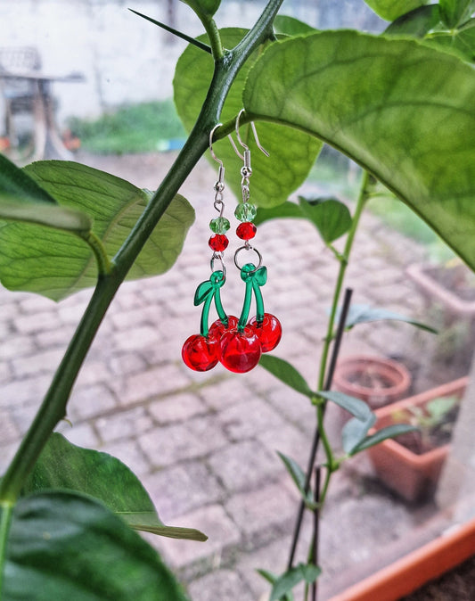 Silver Cherry Earrings