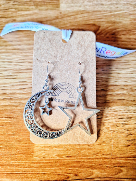Stevie Mismatched Moon and Star Earrings