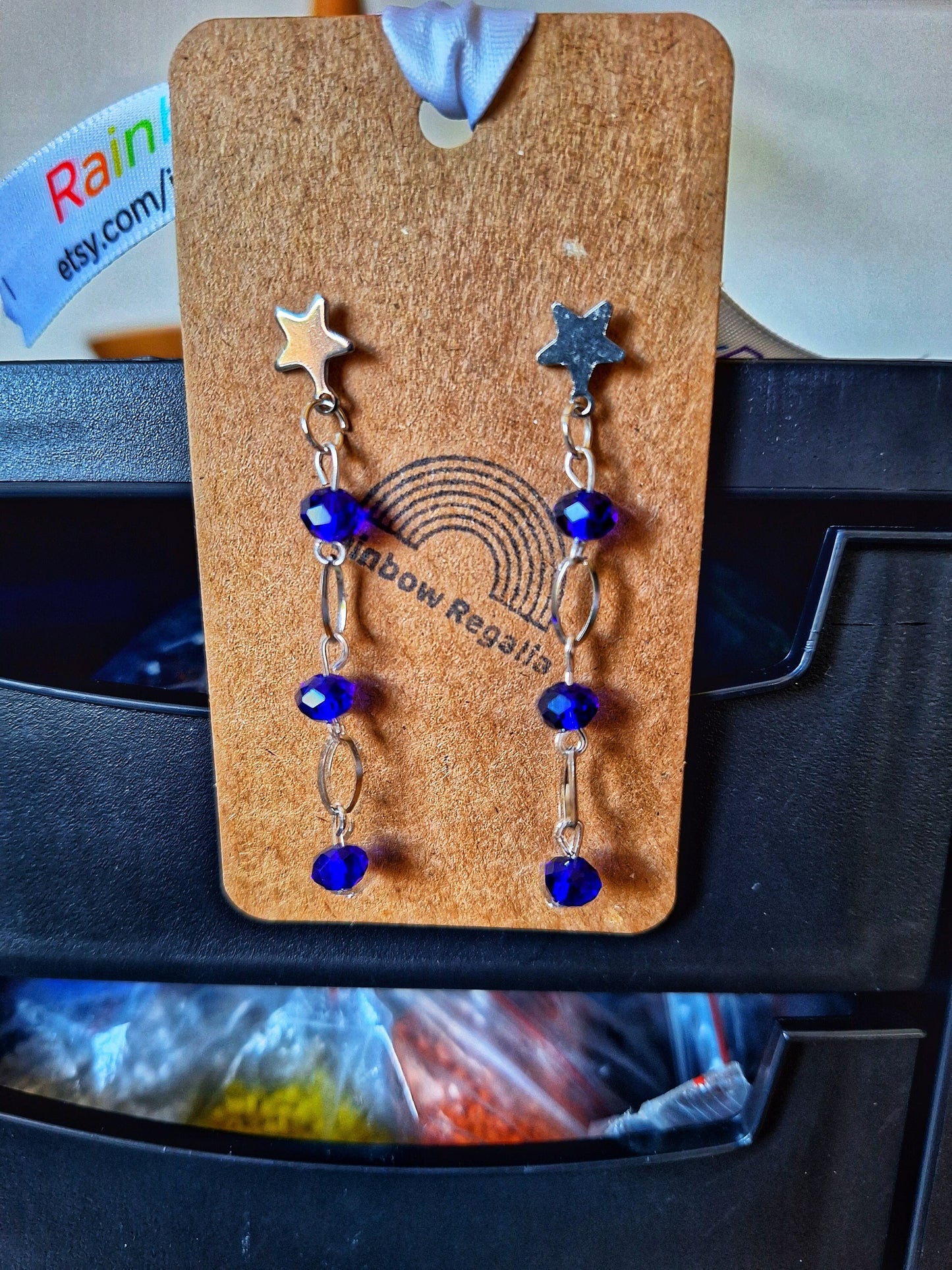 Long Royal Blue Drop Earrings