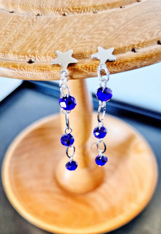 Long Royal Blue Drop Earrings