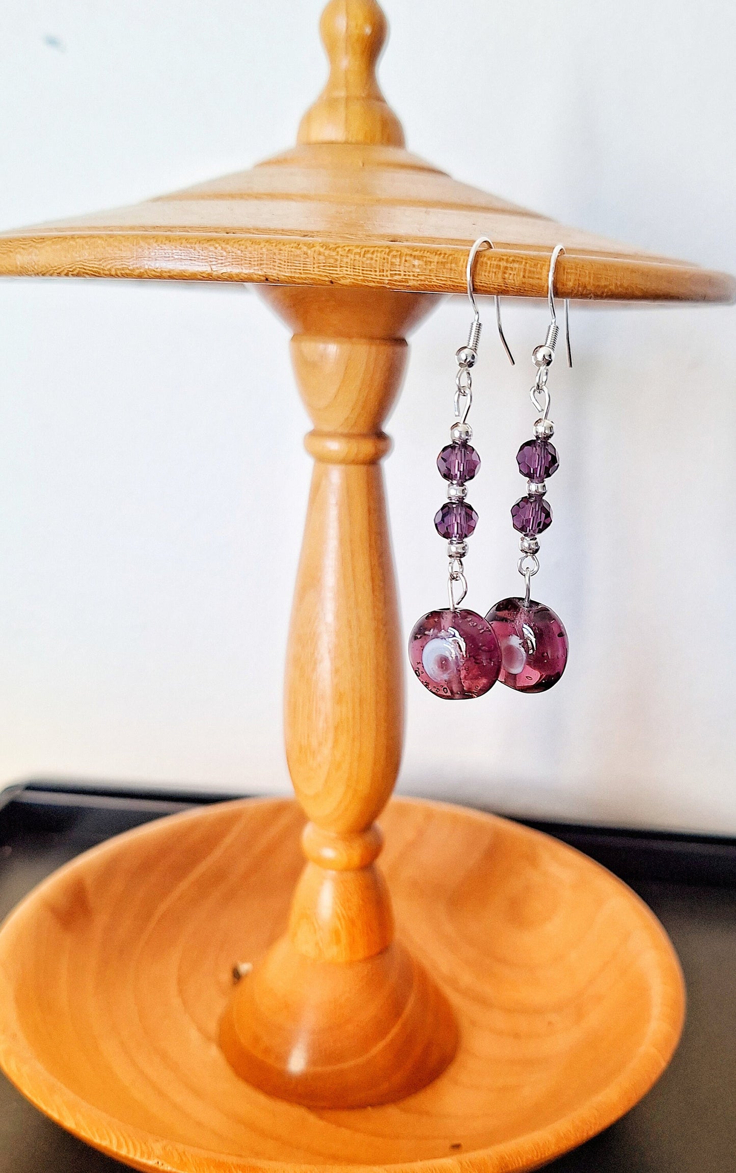 Purple Lampwork Bead Earrings