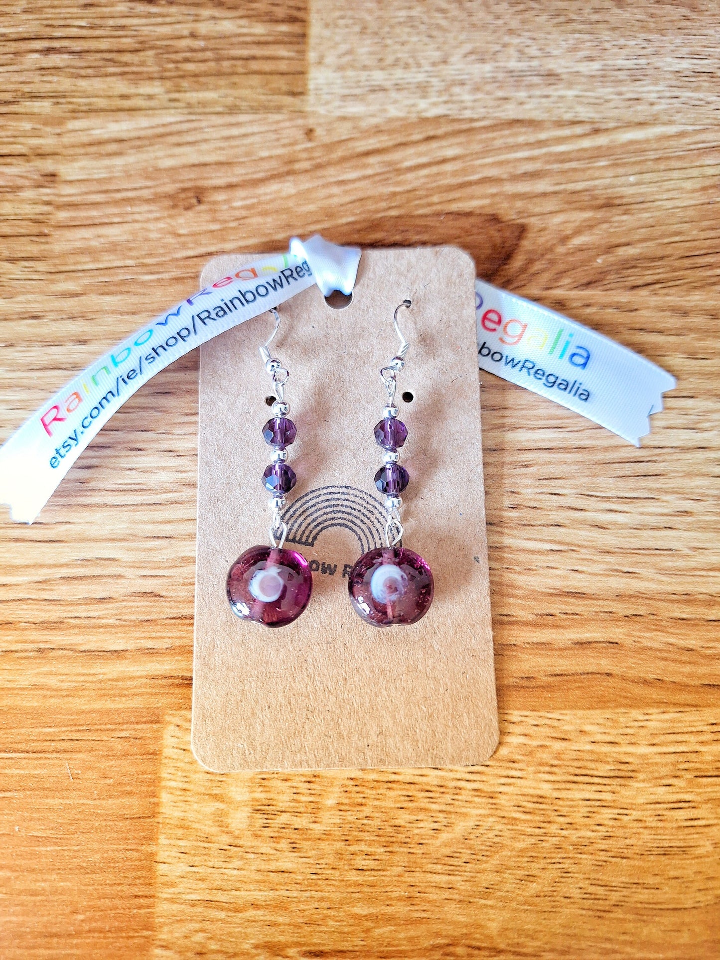 Purple Lampwork Bead Earrings