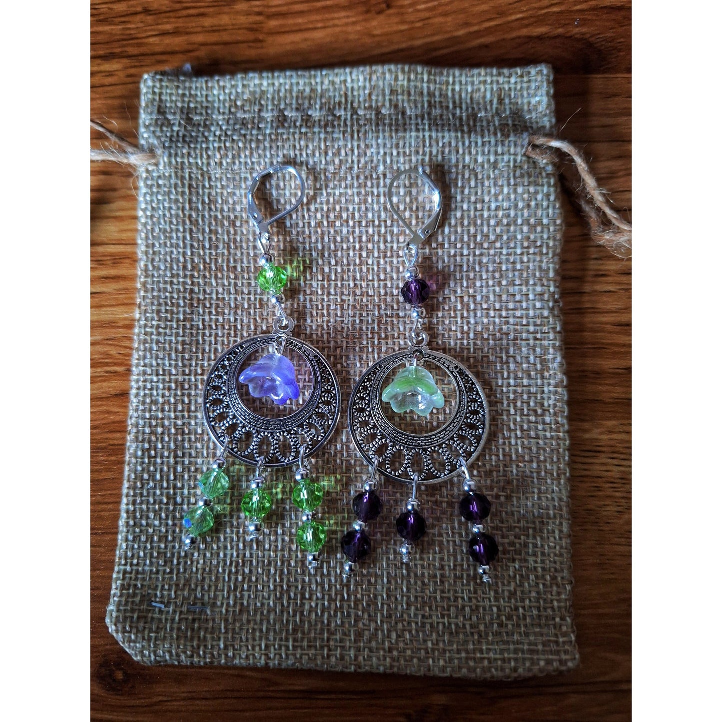 Lila Green and Purple Mismatched Earrings