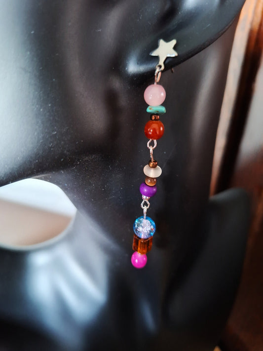 Siena Long Mismatched Bead Earrings