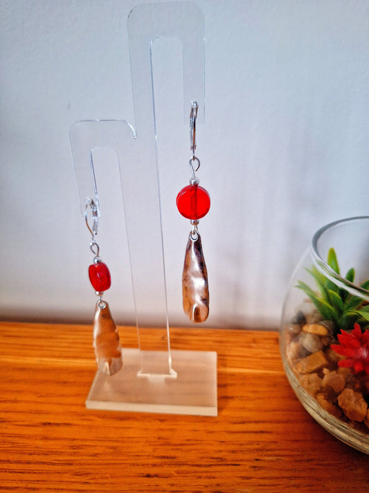 Caron Red Pendant Earrings