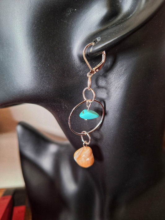 Isla Turquoise and Mother of Pearl Earrings, handcrafted with turquoise and mother of pearl accents, showcasing timeless coastal elegance.