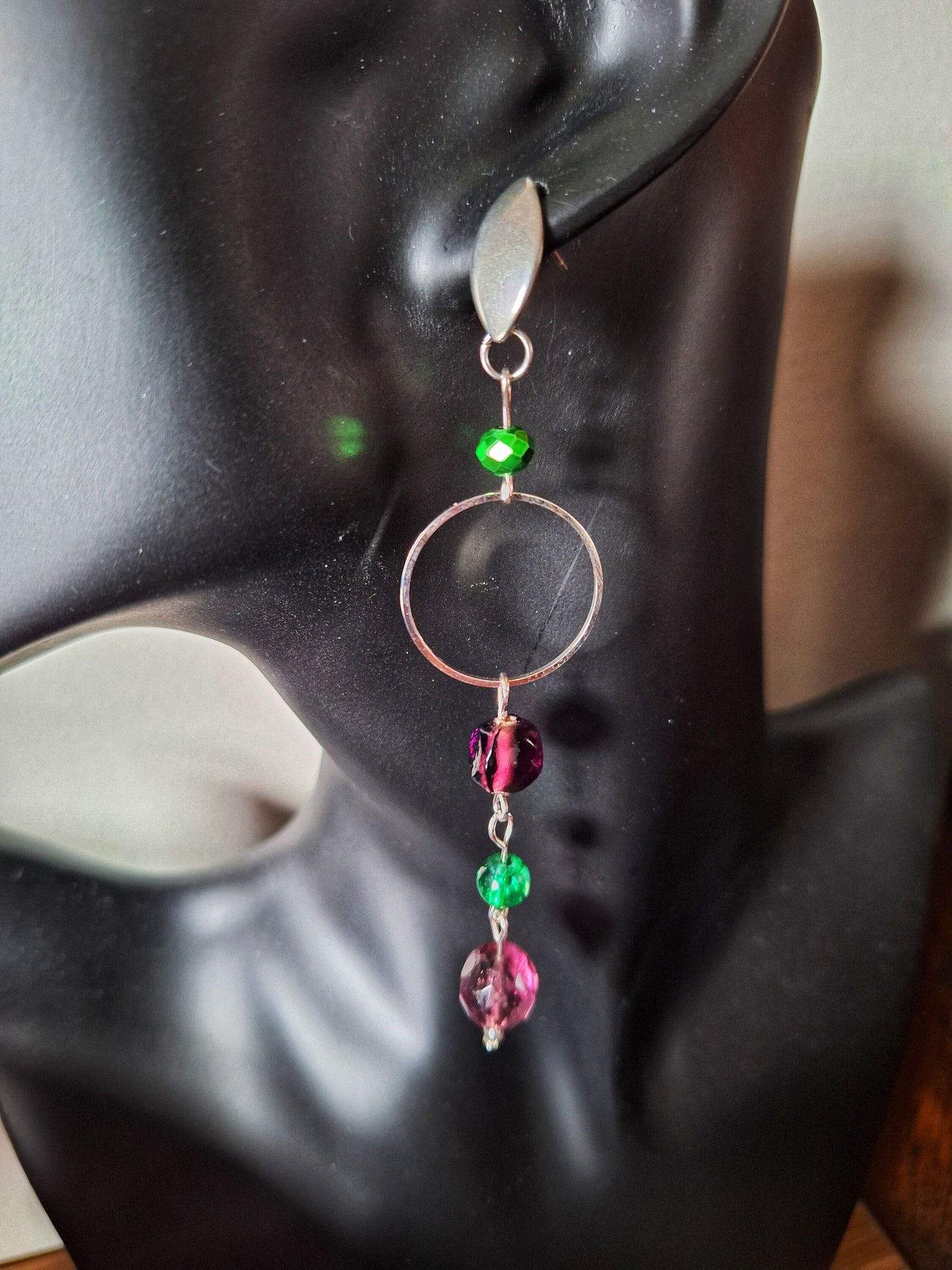 Phoenix Purple and Green Mismatched Earrings