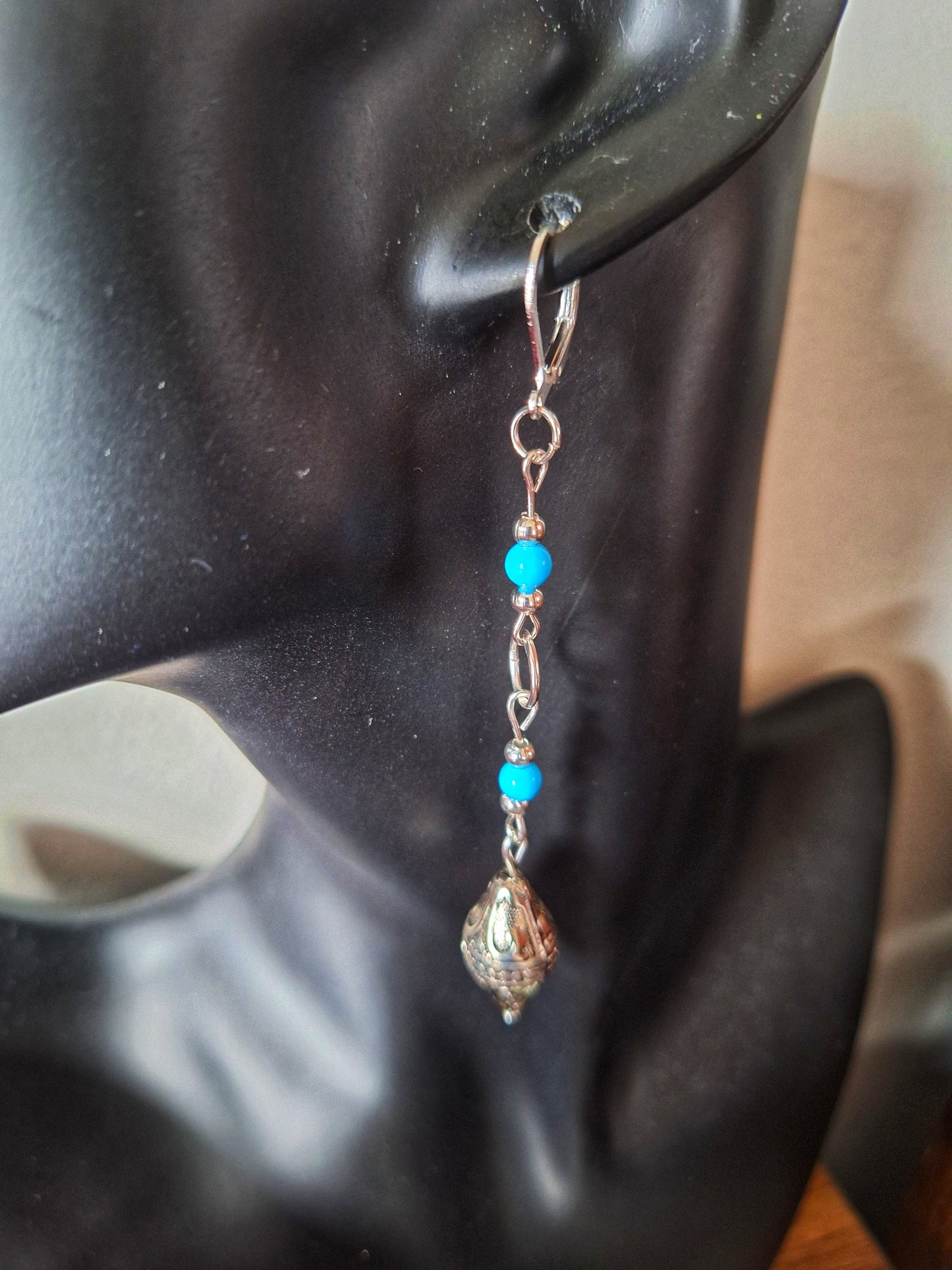 Sara Mismatched Silver and Turquoise Earrings