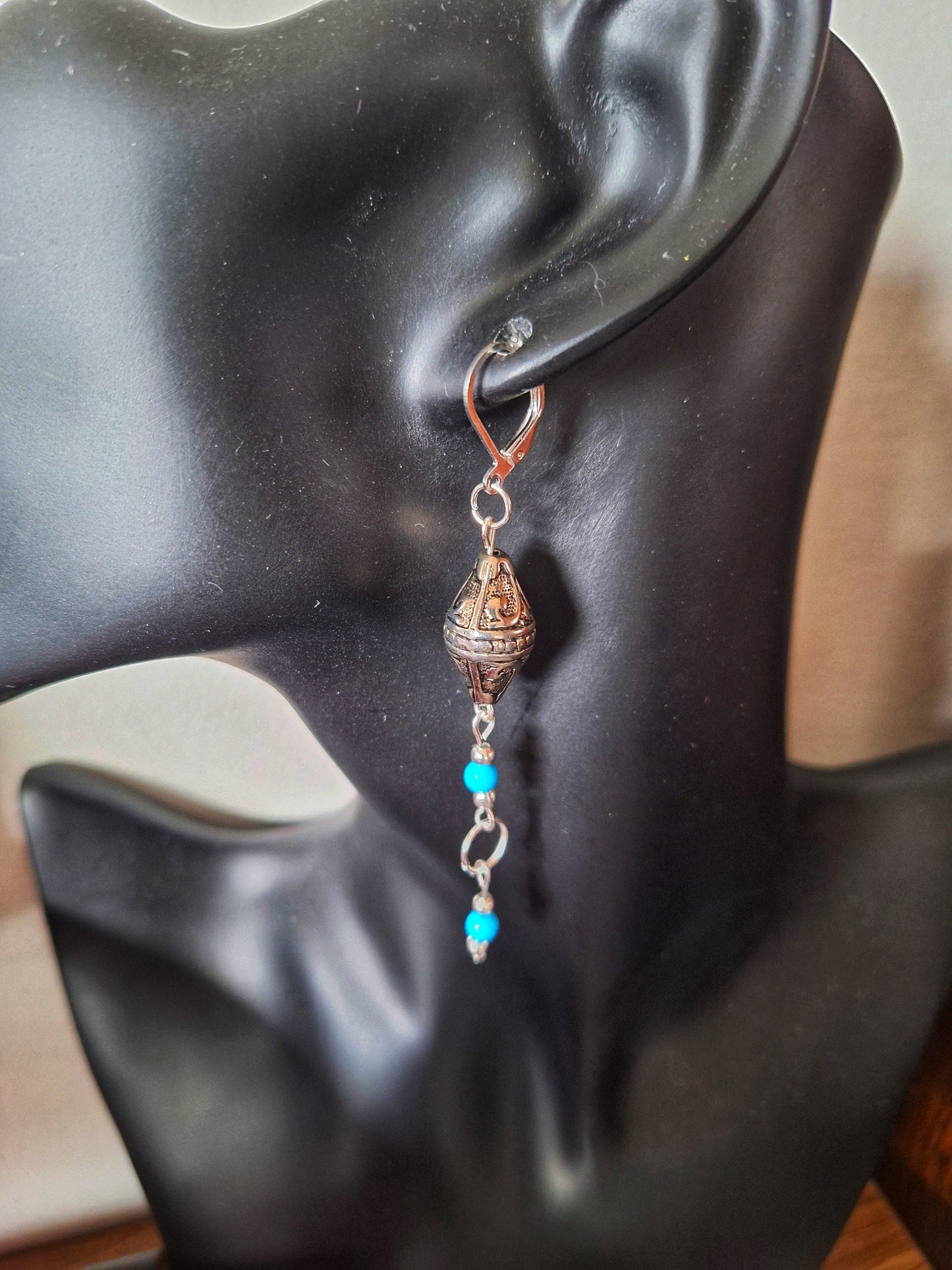 Sara Mismatched Silver and Turquoise Earrings