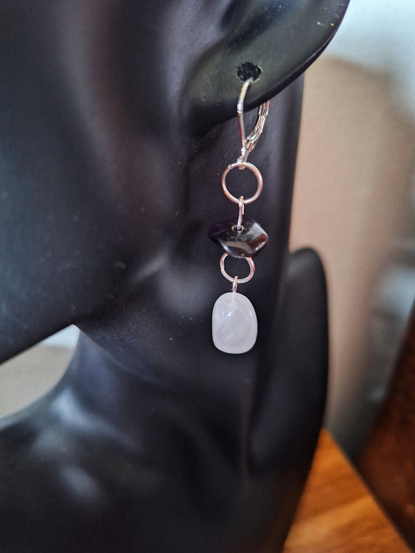 Bianca White Agate and Amethyst Earrings