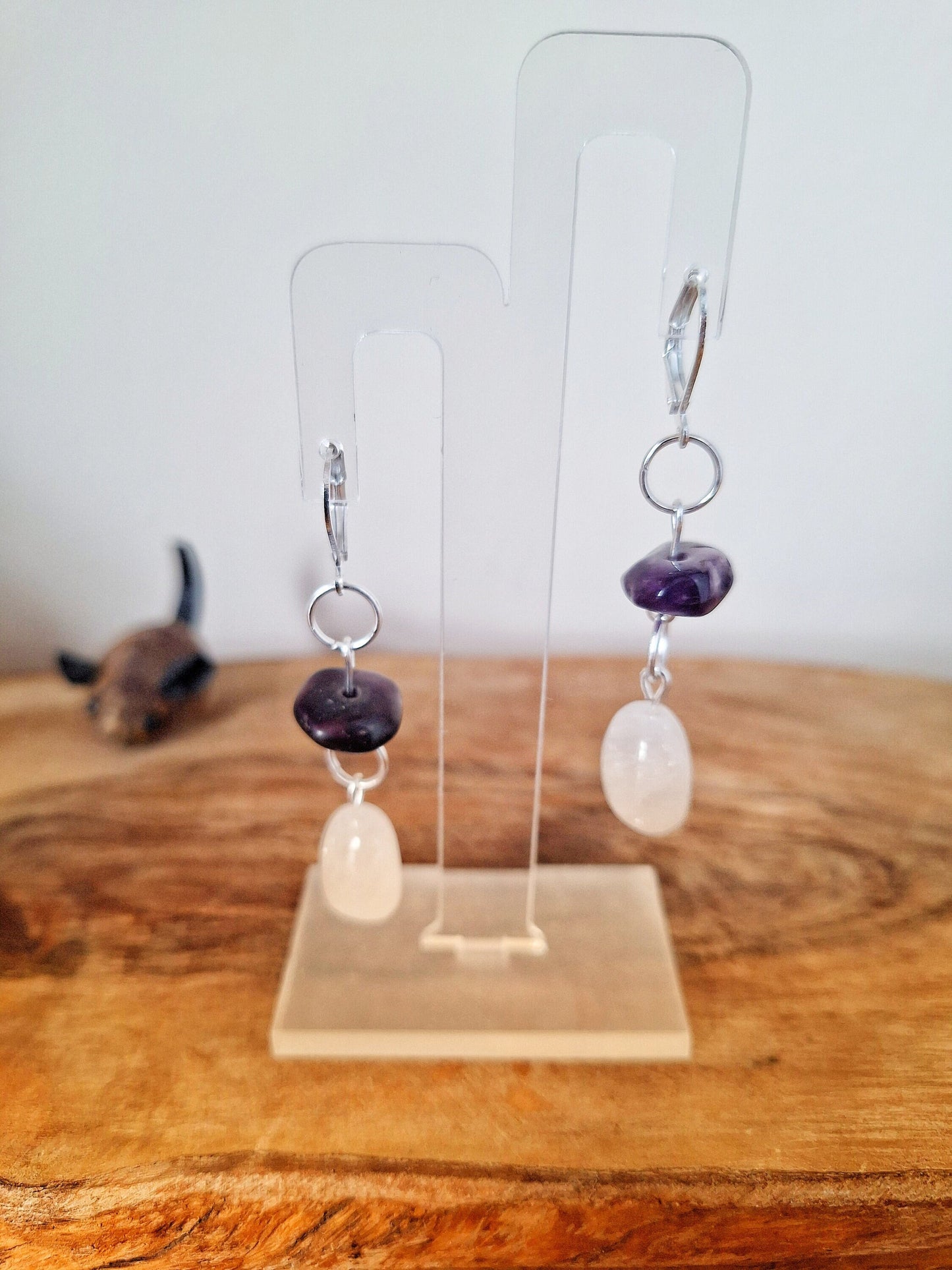 Bianca White Agate and Amethyst Earrings