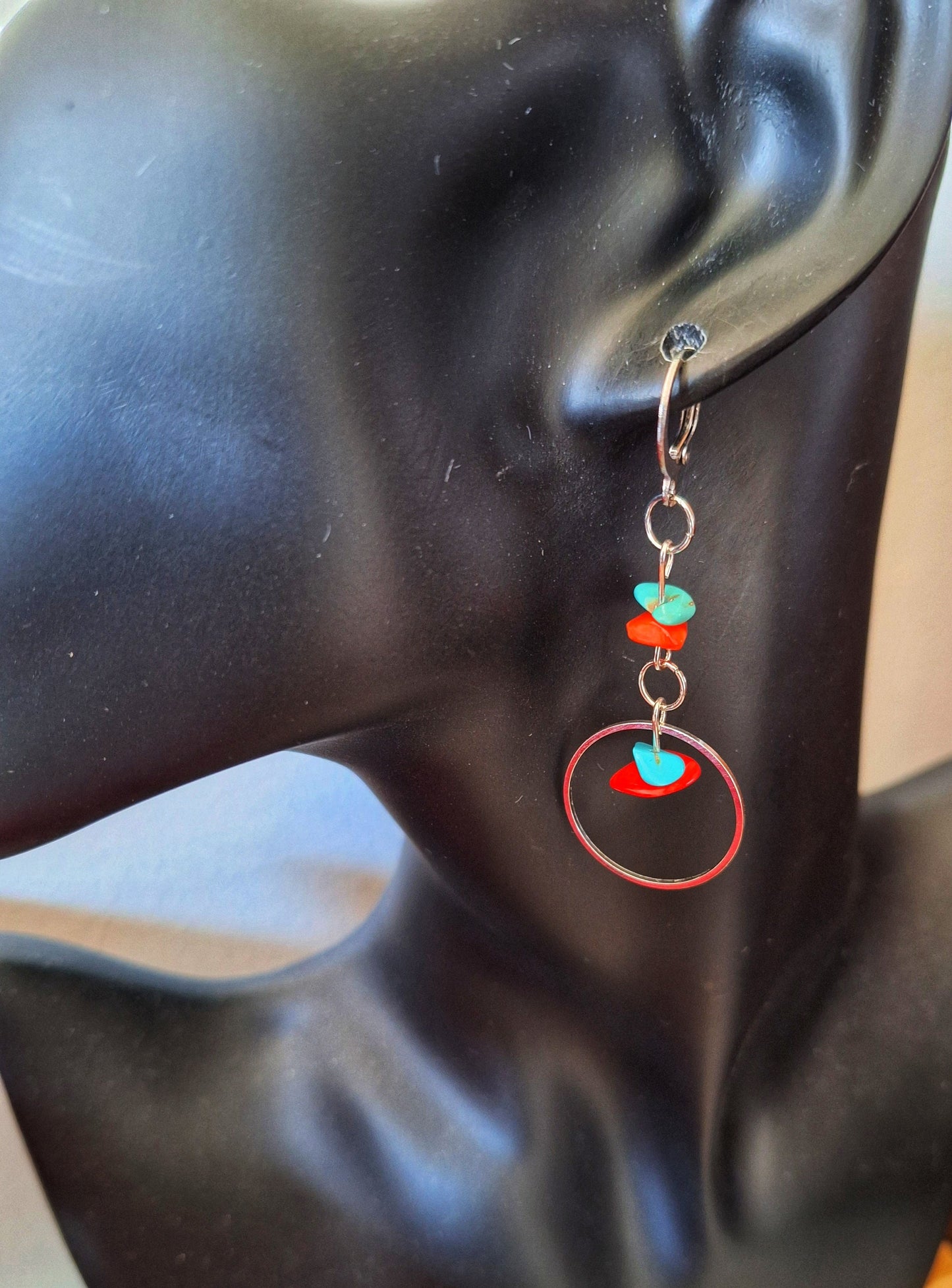 Kalinda Turquoise and Coral Earrings