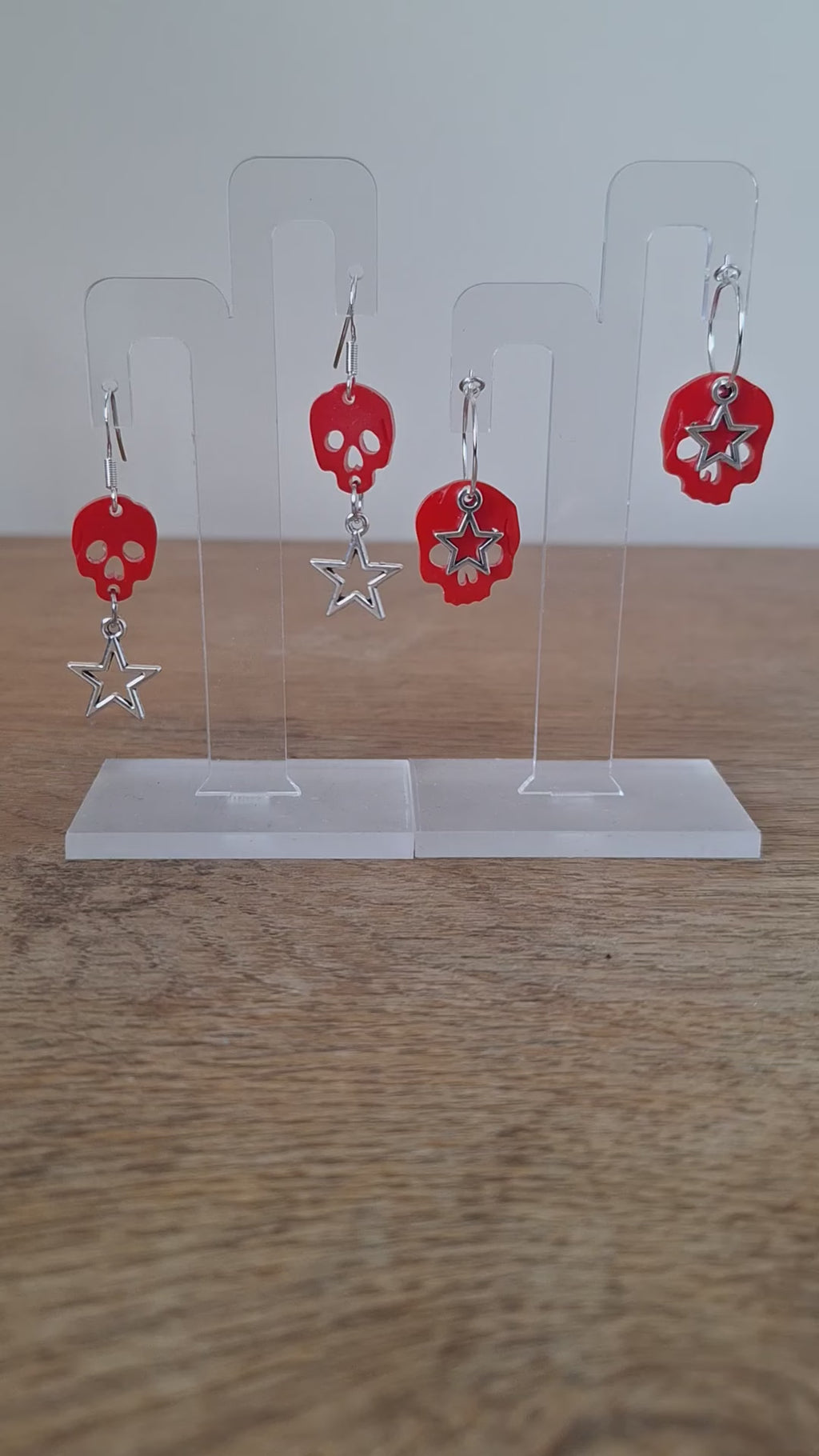 Red Skull Star Earrings