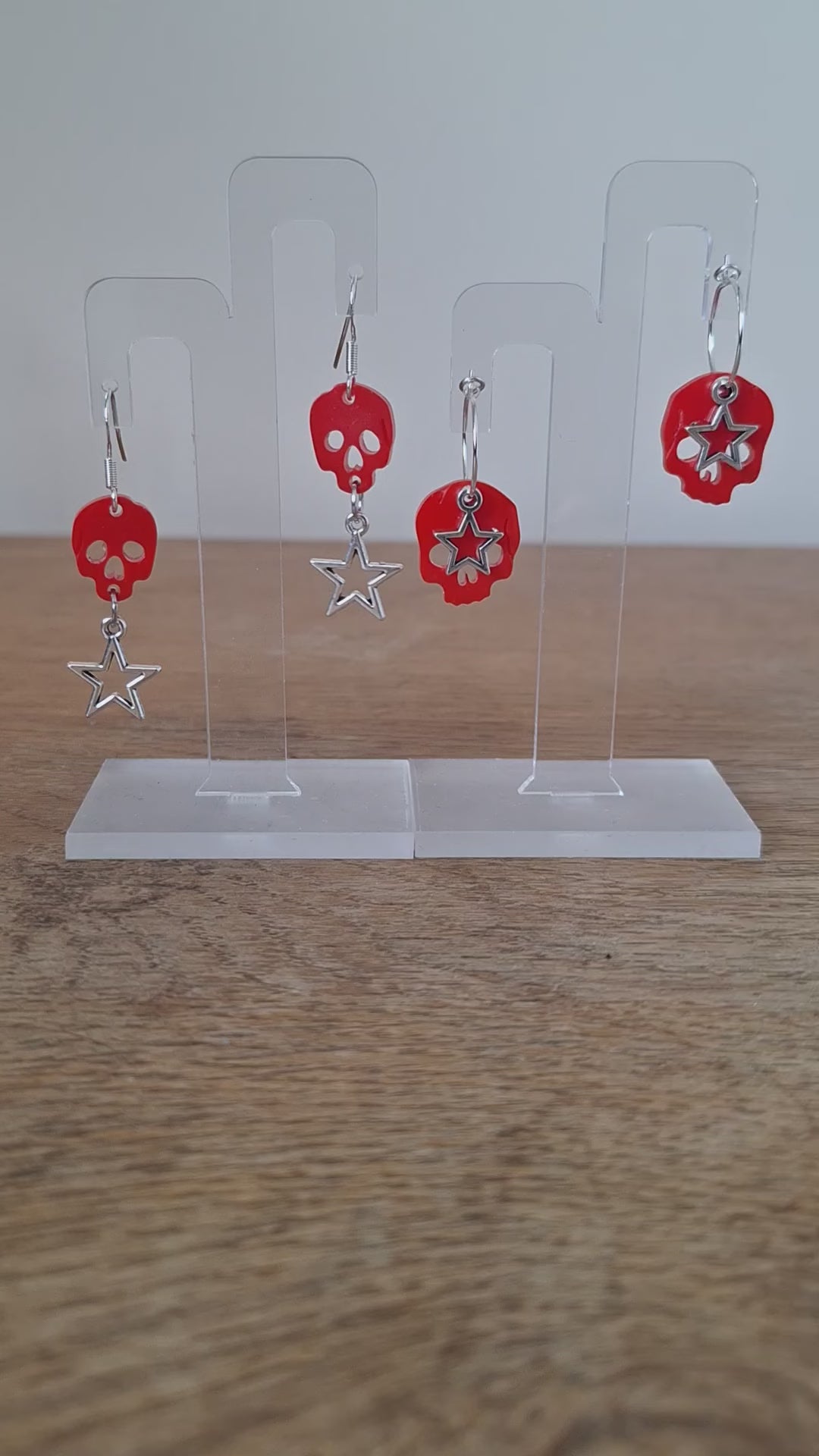 Red Skull Star Earrings